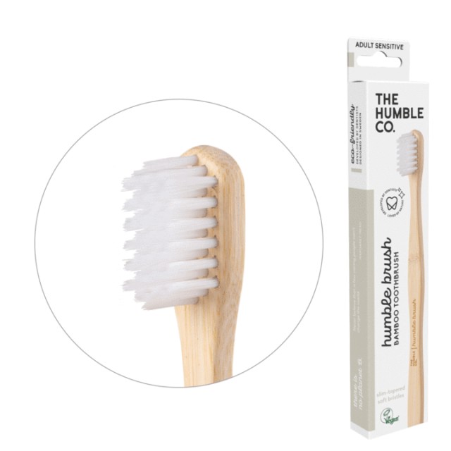 THE HUMBLE CO. Οδοντόβουρτσα Bamboo Ενηλίκων για ευαίσθητα δόντια & ούλα - ΛΕΥΚΟ