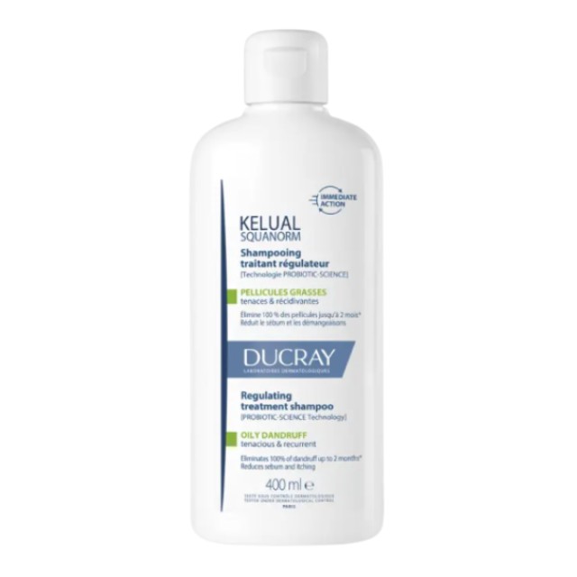 Ducray Kelual Squanorm 400ml - Ρυθμιστικό Σαμπουάν Θεραπείας για Λιπαρή πιτυρίδα