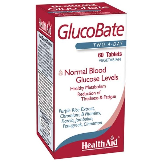 Health Aid GlucoBate 60tabs – Συμπλήρωμα για τον Διαβήτη και για Φυσιολογικά Επίπεδα Γλυκόζης