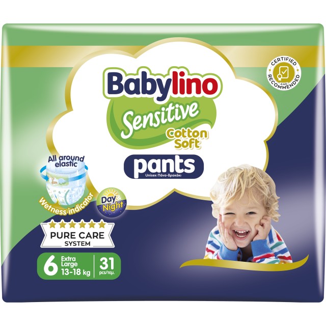 Babylino Pants Cotton Soft Unisex No6 13-18kg- Πάνες Βρακάκι 124 Τεμάχια (4x31 Τεμάχια)