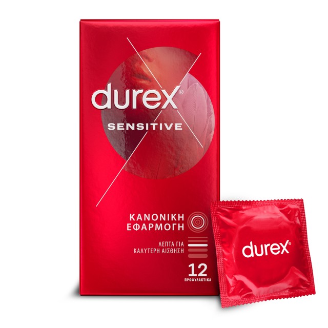 Durex Sensitive - Προφυλακτικά Λεπτά Κανονική εφαρμογή 12τμχ.