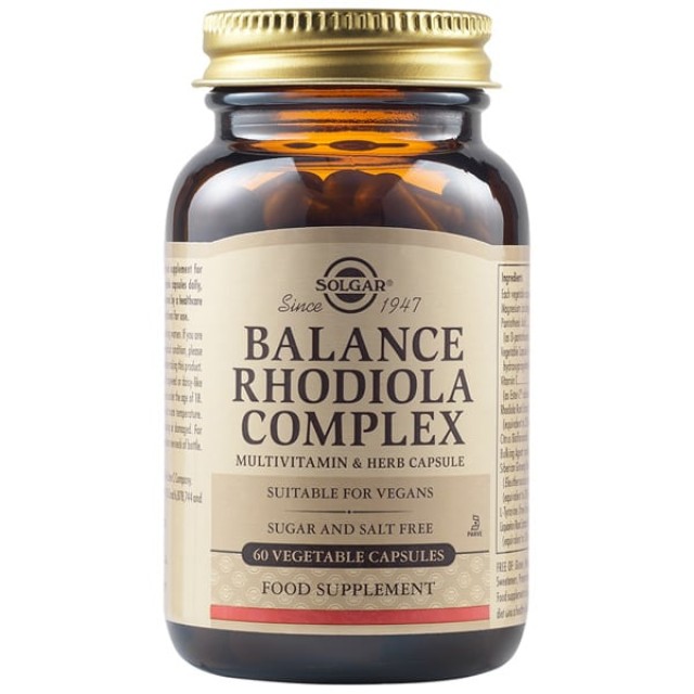 Solgar Balance Rhodiola Complex 60 κάψουλες – Συμπλήρωμα Διατροφής για τo Νευρικό Σύστημα