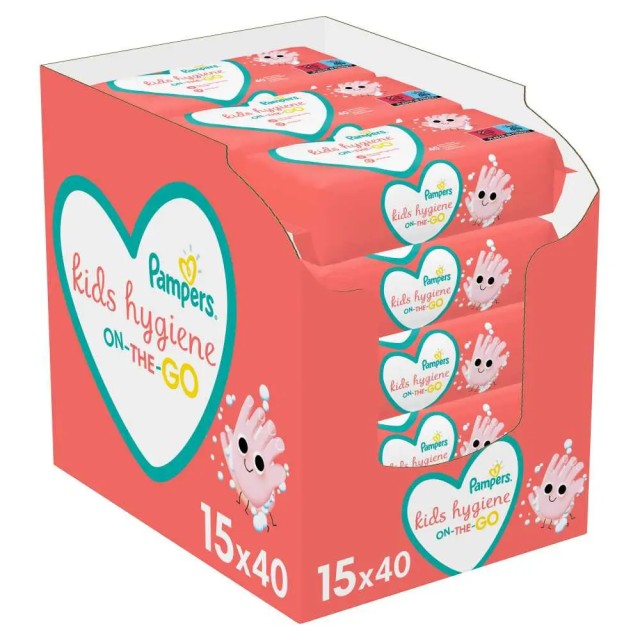 Pampers Kids Hygiene On The Go Υγρά ματηλάκια – Promo Pack 15×40τμχ.