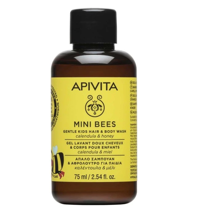 Apivita Mini Bees Hair & Body Wash with Calendula & Honey 75ml - Απαλό Σαμπουάν & Αφρόλουτρο για παιδιά