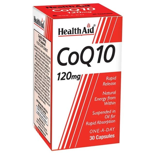 Health Aid CO Q10 120mg 30caps – Συμπλήρωμα με Αμινοξέα για την Καρδιά και το Ανοσοποιητικό