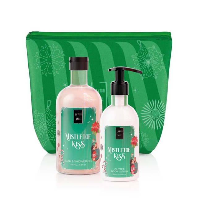 Lavish Care Mistletoe Kiss Christmas Set Bath & Shower Gel 500ml & Glitter Body Lotion 300ml - Σετ Αφρόλουτρο & Κρέμα Σώματος