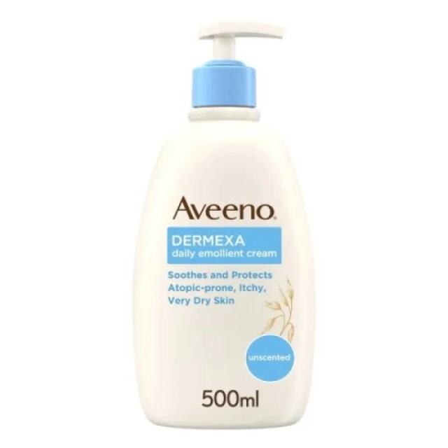 Aveeno Dermexa Daily Emollient Cream 500ml - Ενυδατική Κρέμα Σώματος για Ευαίσθητο Ατοπικό Δέρμα
