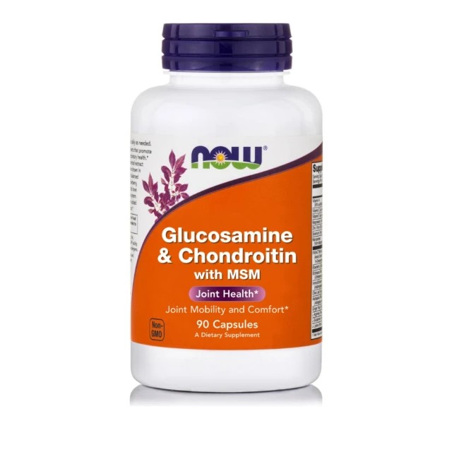 Now Foods Glucosamine & Chondroitin with MSM 90 Κάψουλες – Συμπλήρωμα διατροφής με Γλουκοζαμίνη, Χονδροϊτίνη & MSM