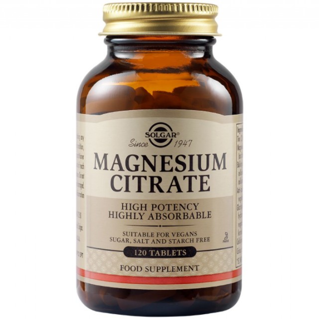 Solgar Citrate Magnesium 200mg – Συμπλήρωμα διατροφής Μγνησίου 120 ταμπλέτες