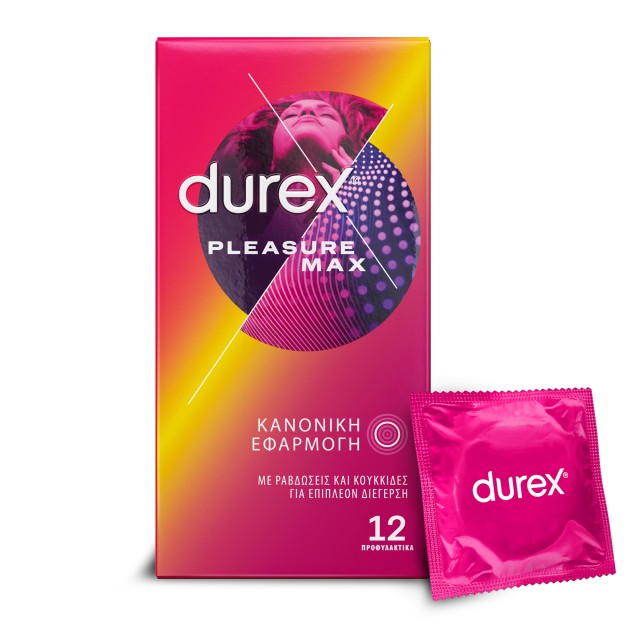 Durex Pleasuremax - Προφυλακτικά Με Κουκκίδες και Ραβδώσεις Κανονική Εφαρμογή 12τμχ.