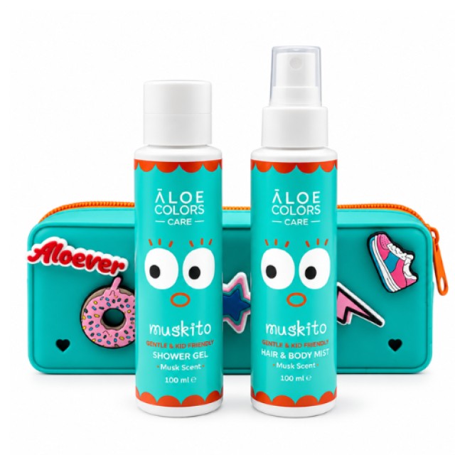 Aloe Colors Kids Muskito Set | Mist & Shower Gel 100ml + Pen - Σετ Vanillito με Mist για τα μαλλιά και το σώμα, αφρόλουτρο και στυλό