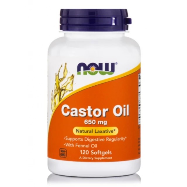 Now Foods Castor Oil 650mg 120 μαλακές κάψουλες - Συμπλήρωμα διατροφής Καστορέλαιο