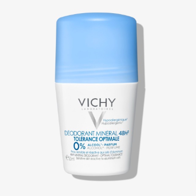 VIchy Deodorant Roll on MIneral 48H Tolerance 0% Alcohol 50ml - Αποσμητικό Σώματος