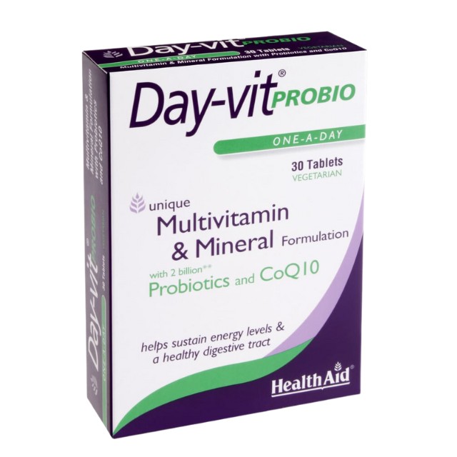 Health Aid Day Vit Probio Multivitamin Probiotic & CoQ10 30tabs – Συμπλήρωμα με Πολυβιταμίνες και Προβιοτικά