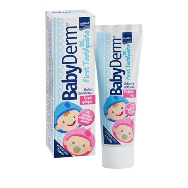 Intermed BabyDerm First Toothpaste 50ml - Παιδική Οδοντόκρεμα από 6 Μηνών χωρίς φθόριο