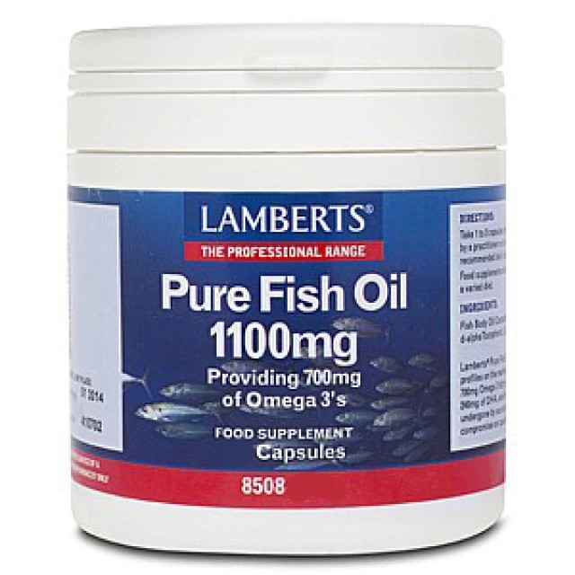 Lamberts Pure Fish Oil 1100mg – Συμπλήρωμα Ιχθυελαίων για Καρδιά, Αρθρώσεις, Δέρμα & Εγκέφαλο 120 Κάψουλες
