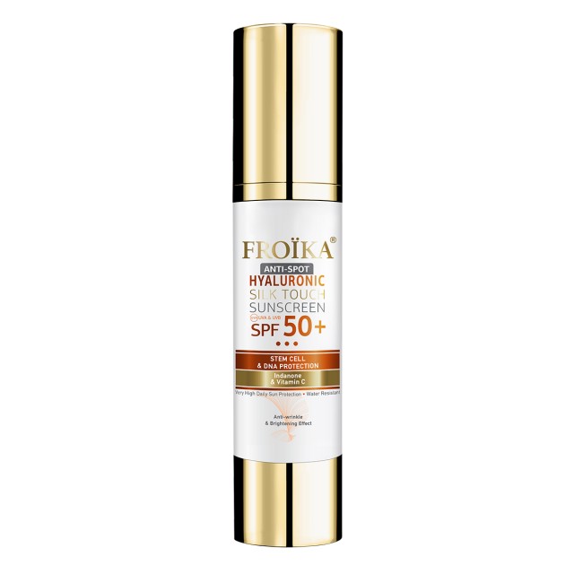 Froika Hyaluronic Silk Touch Sunscreen SPF50+ Antispot 50ml - Λευκαντικό Αντηλιακό Ενισχυμένο με Βιταμίνη C και Αντιγηραντική Δράση