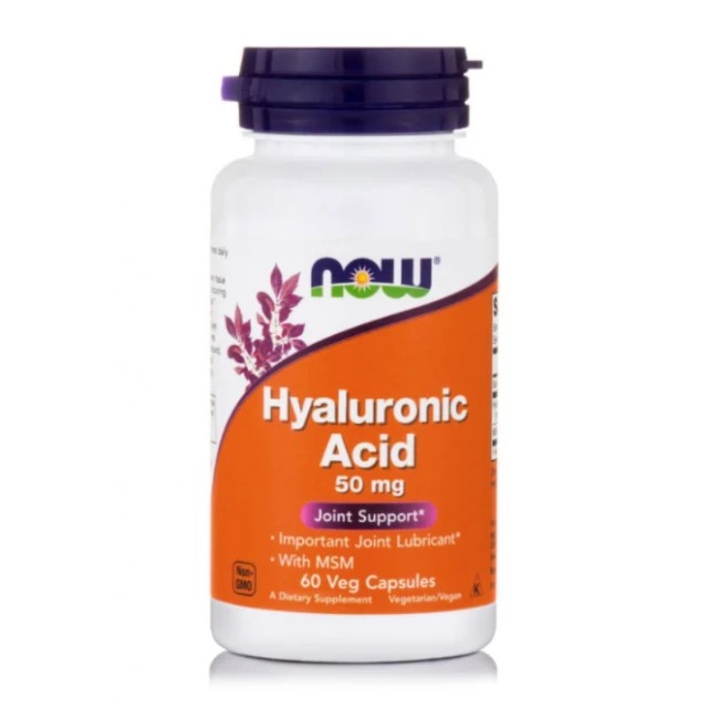 Now Foods Hyaluronic Acid 50mg 60 Φυτικές Κάψουλες – Συμπλήρωμα διατροφής Υαλουρονικού Οξέος
