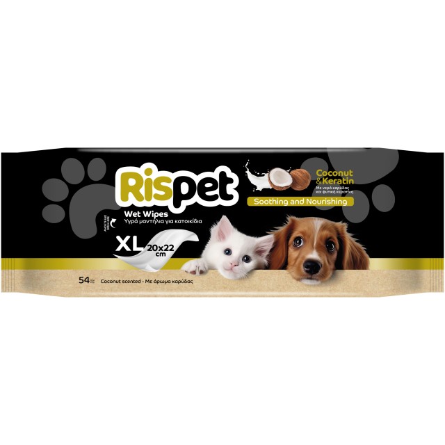 MEGA Rispet Coconut & Keratin Υγρά Μαντήλια για Κατοικίδια 54 τεμαχίων