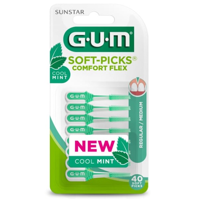 Gum Soft Picks Comfort Flex Cool Mint 670 Medium 40 τεμάχια - Μεσοδόντια Βουρτσάκια
