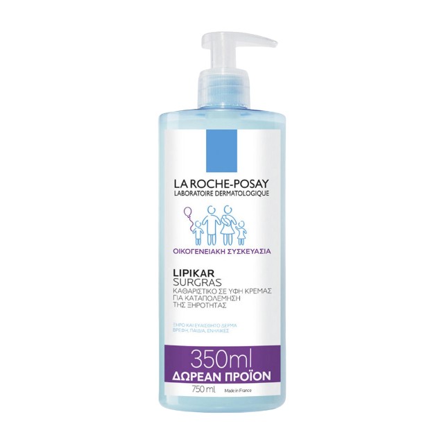 La Roche Posay Lipikar Surgras Shower Cream 750ml - Καθαριστικό Κρεμοντούζ Αναπλήρωση Λιπιδίων