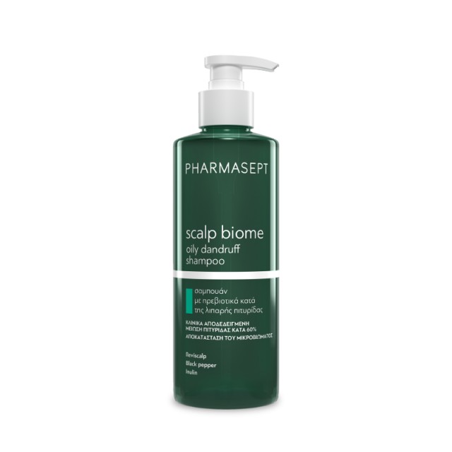 Pharmasept Scalp Biome Oily Dandruff Shampoo 400ml - Σαμπουάν με Πρεβιοτικά για την Αντιμετώπιση της Λιπαρότητας και της Πιτυρίδας