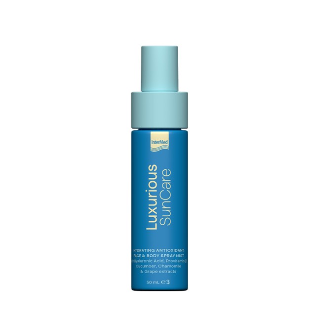 Intermed Luxurious Sun Care Hydrating Antioxidant Spray Face & Body Mist 50ml – Αναζωογονητικό Σπρέι για Πρόσωπο & Σώμα