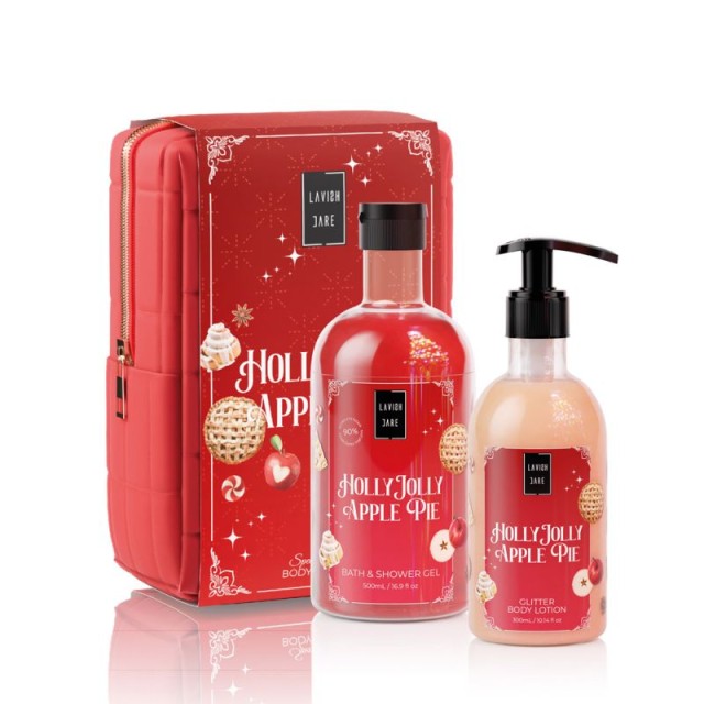 Lavish Care Holly Jolly Apple Pie Christmas Set Shower Gel 500ml & Body Lotion 300ml