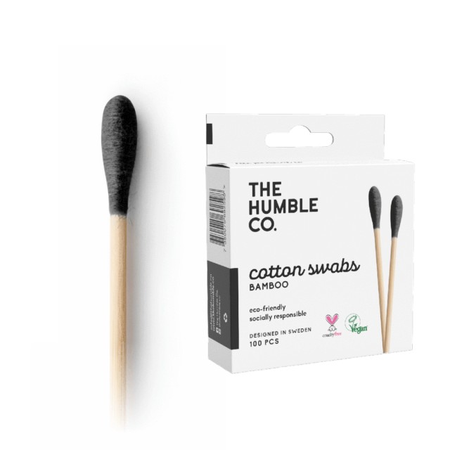 THE HUMBLE CO. Cotton Swabs - Βαμβακερές μπατονέτες από Bamboo - ΜΑΥΡΟ