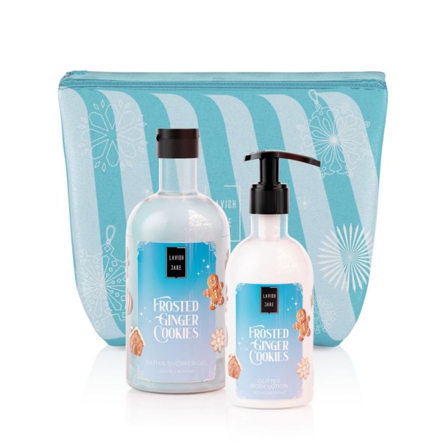 Lavish Care Frosted Ginger Cookies Christmas Set Bath & Shower Gel 500ml & Glitter Body Lotion 300ml - Σετ Αφρόλουτρο & Κρέμα Σώματος