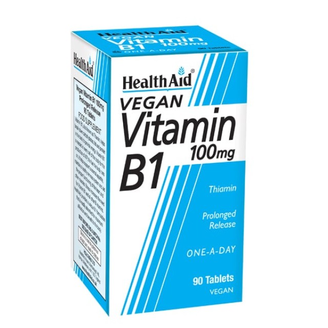 Health Aid Vitamin B1 Thiamin 100mg 90 ταμπλέτες - Συμπλήρωμα για τη Φυσιολογική Λειτουργία της Καρδιάς και των άλλων Μυών