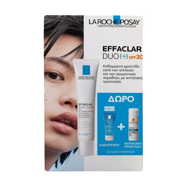 La Roche Posay Promo Effaclar Duo (+) SPF30, 40ml & Δώρο Effaclar Gel, 50ml + Anthelios Oil Correct SPF50+, 3ml - Επανορθωτική Κρέμα Προσώπου κατά των Ατελειών και Δώρα Αφρώδες Τζελ Καθαρισμού & Αντηλιακό Προσώπου SPF50+