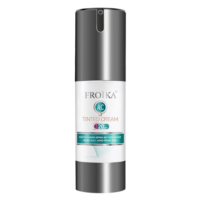 Froika AC Tinted Cream SPF20 30ml – Ενυδατική Αντηλιακή κρέμα προσώπου με Χρώμα  για Λιπαρό Δέρμα με Τάση Ακμής