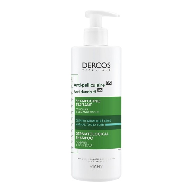 Vichy Dercos Anti-Dandruff & Anti-pelliculaire DS Shampoo 390ml - Σαμπουάν Κατά της Πιτυρίδας για Κανονικά ή Λιπαρά Μαλλιά