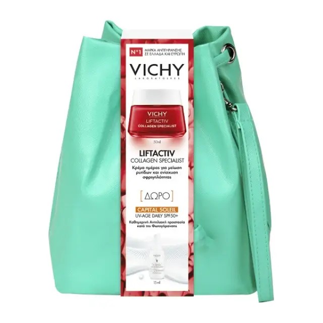Vichy Promo Liftactiv Collagen Specialist Cream 50ml με Δώρο Capital Soleil UV-Age Daily SPF50+ 15ml σε Ανοιξιάτικο Τσαντάκι