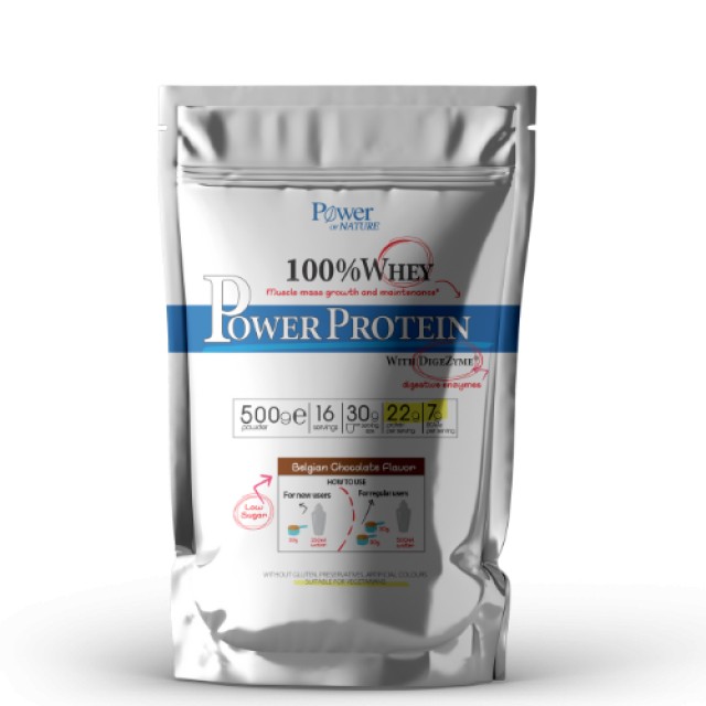 Power of Nature 100% Whey Power Protein Belgian Chocolate 500gr - Συμπλήρωμα Διατροφής Πρωτεΐνης