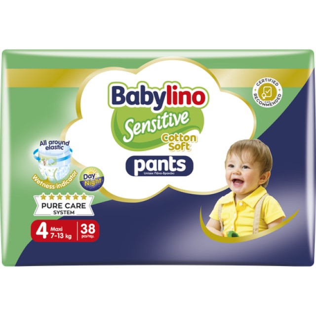 Babylino Pants Cotton Soft Unisex No4 Maxi 7-13kg  - Πάνες Βρακάκι Σχεδιασμένες με Βάση το Σύστημα Αγνής Φροντίδας 38 τεμ