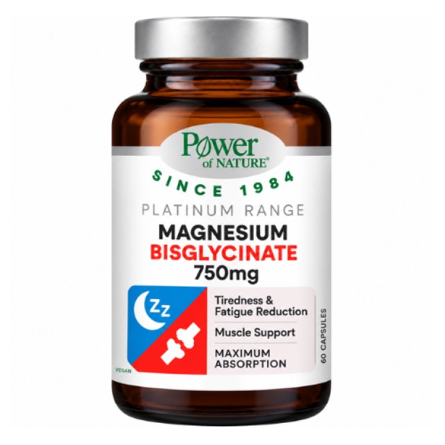 Power of Nature Magnesium Bisglycinate 750mg - Μαγνήσιο Δισγλυκινικό 60 Κάψουλες