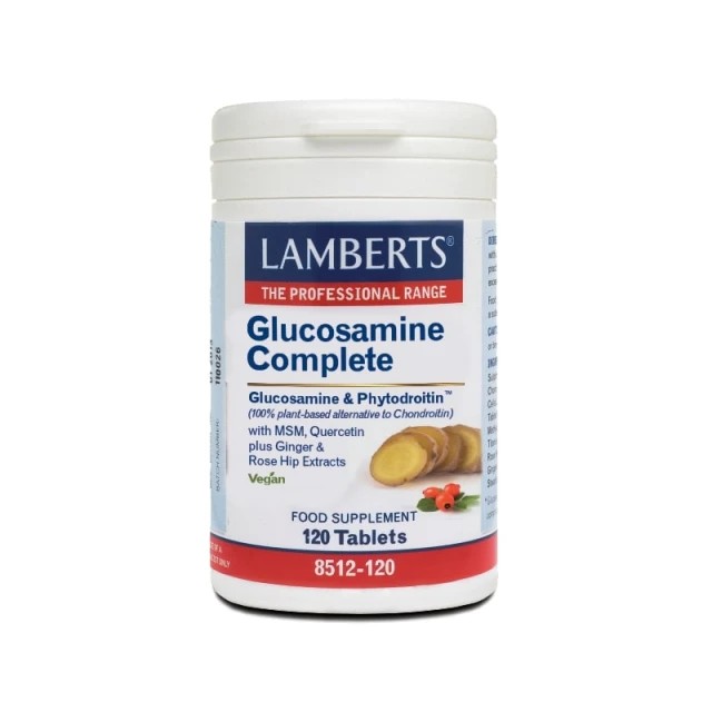 Lamberts Glucosamine Complete Vegan 120 ταμπλέτες – Γλυκοσαμίνη, Φυτονδροϊτίνη, MSM, Κερσετίνη, Τζίντζερ, Rose Hip