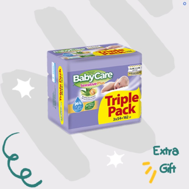 Με αγορά 1 Babylino Super Pack ΔΩΡΟ 1 Babycare Sensitive Plus Triple Pack 3x54τεμ.