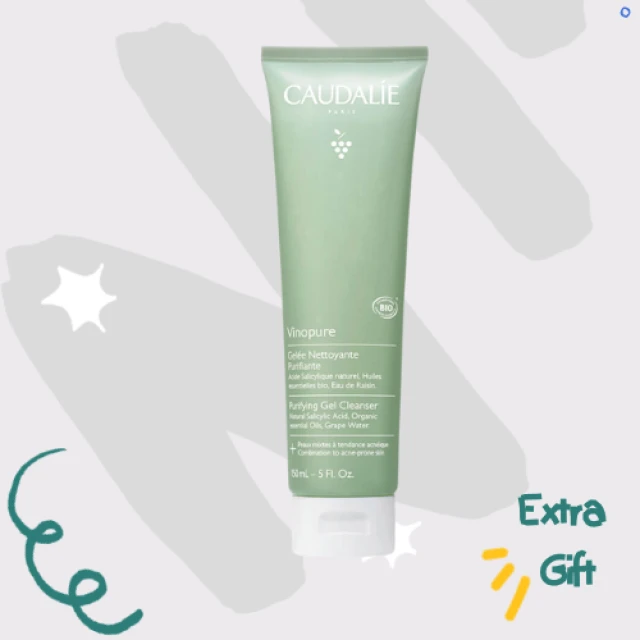 With the purchase of any Caudalie Vinopure product, get a FREE Vinopure Gel Cleanser 150ml